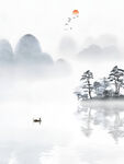 新中式意境山水沙发背景