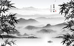 中国风水墨意境山水风景背景