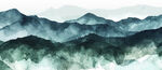绿色水墨山水画