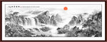 中堂水墨山水画 
