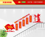 五个引领楼梯文化墙