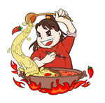 传统国潮川菜卡通厨师
