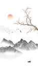 新中式石纹水墨山水玄关背景