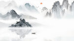 大气水墨山水画背景