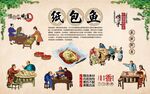 纸包鱼背景墙