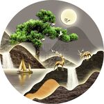 迎客松山水画