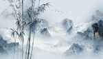 水墨竹子山水画