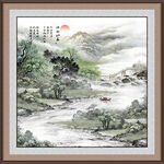 方形山水画 