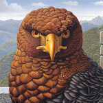 石头上的3d老鹰绘画