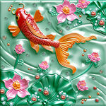 双鱼吐珠浮雕图