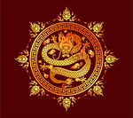 矢量烫金色龙纹