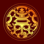 矢量烫金色拐子龙纹