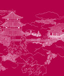 新中式楼阁线条