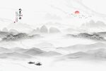 国画山水背景墙