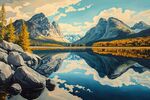 油画山水风景