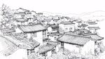 纳西族建筑线稿
