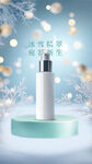 唯美冬天雪花电商陈列美妆广告