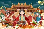 国潮风烧烤美食海报