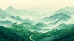 茶山插画