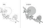 桃花与鸟 矢量图