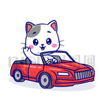 可爱卡通开车的猫咪