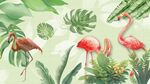植物芭蕉叶火烈鸟背景墙