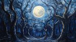 月色夜色梦幻森林背景