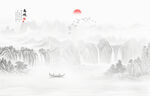 新中式水墨山水画