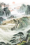 迎客松山水画