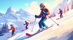 冬日滑雪者畅享雪山风光