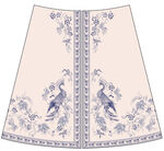 蓝白花鸟纹中式半身裙设计图