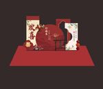 中式喜庆舞台场景布置