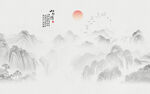 中国风水墨国画山水背景壁纸壁画