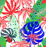 热带植物多彩插画图案