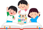 打开的书儿童读书阅读书籍插画
