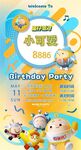 宝宝生日会手绘可爱邀请函