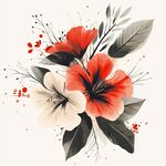 红白花叶插画