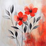 红花朵朵 简约艺术花卉画