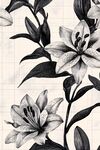 黑白手绘百合花图案设计