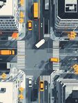 城市路口交通俯瞰插画