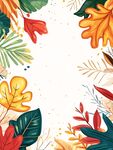 秋季多彩树叶边框背景图
