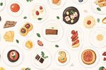 多样美食插画图案设计