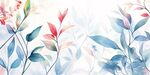 水彩绘就的灵动花卉枝叶