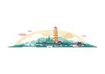建筑地标阜阳矢量图