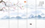 屏风梅花山水