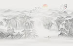 国画水墨山水风景画