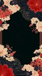 中式花卉边框古风背景图
