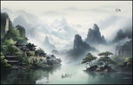 国画山水水墨画