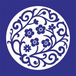 矢量缠枝梅花圆形花卉纹图案