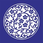 矢量缠枝梅花花卉圆形传统图案